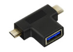 CABLETIME αντάπτορας USB σε USB-C & micro USB CT-3IN1-AB, 5Gbps, μαύρος - Image 2