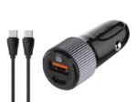 LDNIO φορτιστής αυτοκινήτου C510Q με καλώδιο, USB & USB-C, 38W, μαύρος - Image 2