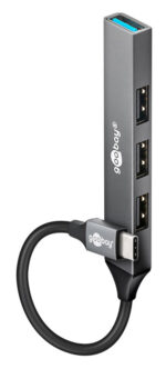 GOOBAY USB hub 74457, 4x θυρών, USB 3.2, 5Gbps, USB-C σύνδεση, γκρι - Image 2