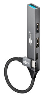 GOOBAY USB hub 74459, 4x θυρών, USB 3.2, 5Gbps, USB-C σύνδεση, γκρι - Image 2