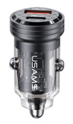 USAMS φορτιστής αυτοκινήτου US-CC175, USB & USB-C, 45W, QC & PD, μαύρος - Image 2