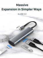CABLETIME USB hub CT-HUBP4, 4x θυρών, 5Gbps, USB-C σύνδεση, γκρι - Image 2