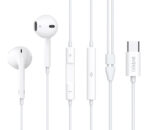 CELEBRAT earphones με μικρόφωνο E500, USB-C σύνδεση, Φ14mm, 1.2m, λευκά - Image 2
