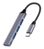POWERTECH USB hub PT-1113, 4x θυρών, 5Gbps, USB-C σύνδεση, γκρι - Image 2