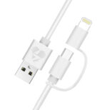 POWERTECH καλώδιο USB σε Micro/Lightning PT-707, MFi, 2.4A, 1m, λευκό - Image 2