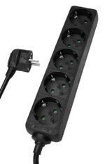 POWERTECH πολύπριζο PT-872, 5x schuko, 16A, 3m, μαύρο - Image 2