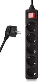POWERTECH πολύπριζο PT-877, 5x schuko, 16A, 3m, μαύρο - Image 2
