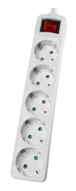 POWERTECH πολύπριζο PT-886, 5x schuko, 16A, χωρίς καλώδιο, λευκό - Image 2