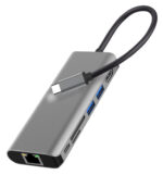 POWERTECH docking station PTH-112, 7 θυρών, USB-C σύνδεση, 100W PD, γκρι - Image 2