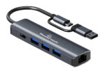 POWERTECH USB hub PTR-0150 με θύρα δικτύου, 4 θυρών, USB & USB-C, γκρι - Image 2