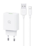 USAMS φορτιστής τοίχου SCXLTZ03 με καλώδιο Lightning, USB, 18W, λευκός - Image 2