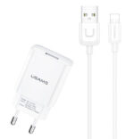 USAMS φορτιστής τοίχου T21OCLN01 με καλώδιο Lightning, USB 2.1A, λευκός - Image 2