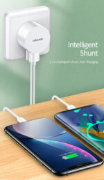 USAMS φορτιστής τοίχου T20 & καλώδιο type-C, 2x USB, 2.1A, λευκός - Image 2