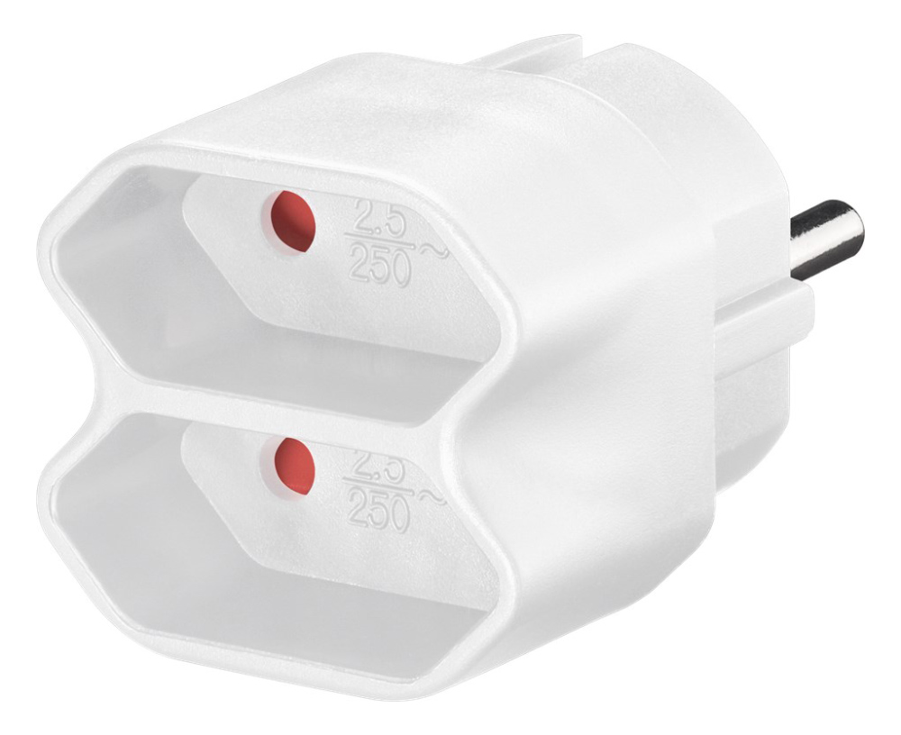 51000 GOOBAY αντάπτορας ρεύματος 51000, 2x Euro, 230V 2.5A, λευκός - Image 1