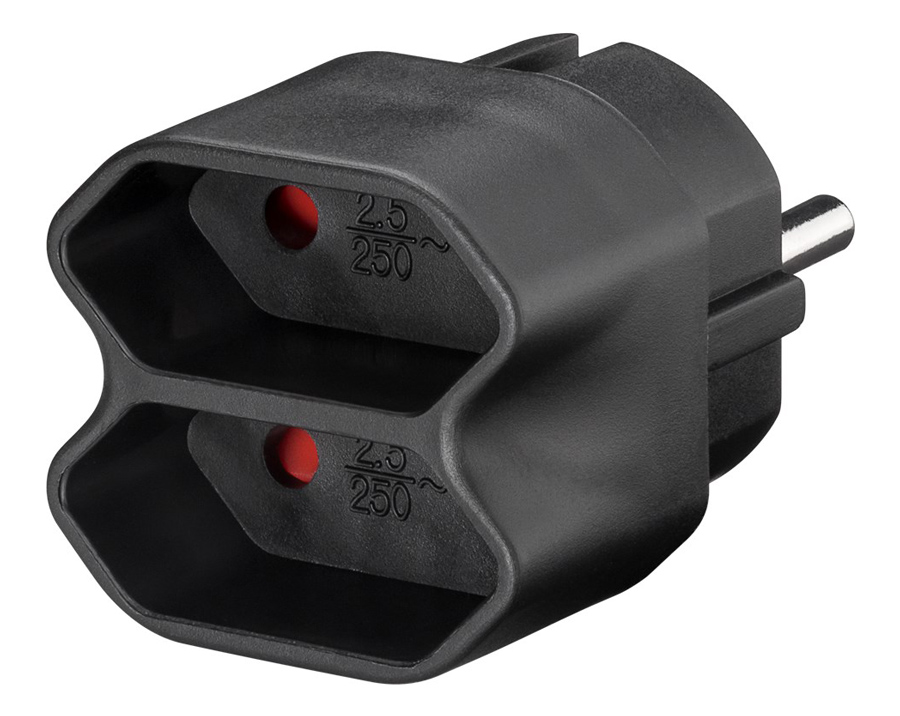 51002 GOOBAY αντάπτορας ρεύματος 51002, 2x Euro, 230V 2.5A, μαύρος - Image 1