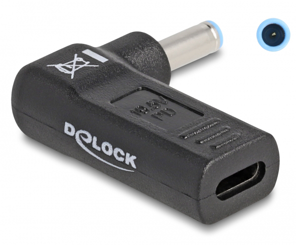 60004 DELOCK αντάπτορας τροφοδοσίας laptop 60004, USB-C σε HP 4.5x3mm, μαύρος - Image 1