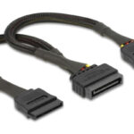 DELOCK καλώδιο SATA 15pin σε 2x SATA 15pin 60135, 0.25m, μαύρο