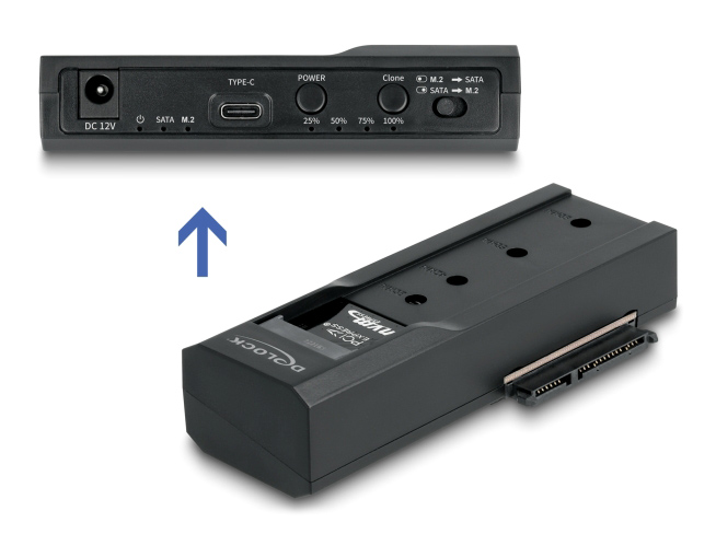 64252 DELOCK docking station για M.2 NVMe/SATA ή 2.5"/3.5" SSD/HDD 64252, 10Gbps, clone function, μαύρο - Image 1