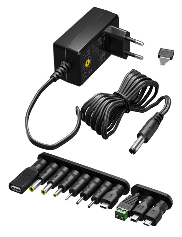 64568 GOOBAY επιτοίχιος φορτιστής 64568, 3V-12V, 12W/1A, 12 tips - Image 1