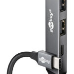 GOOBAY USB hub 74459, 4x θυρών, USB 3.2, 5Gbps, USB-C σύνδεση, γκρι