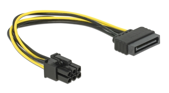 82924 DELOCK καλώδιο τροφοδοσίας SATA 15-pin σε 6-pin PCI Express 82924, 20cm - Image 1