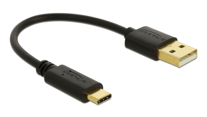 85354 DELOCK καλώδιο USB σε USB-C 85354, 3A, 22AWG, 0.15m, μαύρο - Image 1