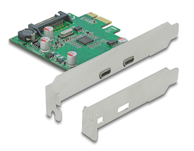 90493 DELOCK κάρτα επέκτασης PCIe x1 σε 2x USB-C 90493, 5Gbps - Image 1