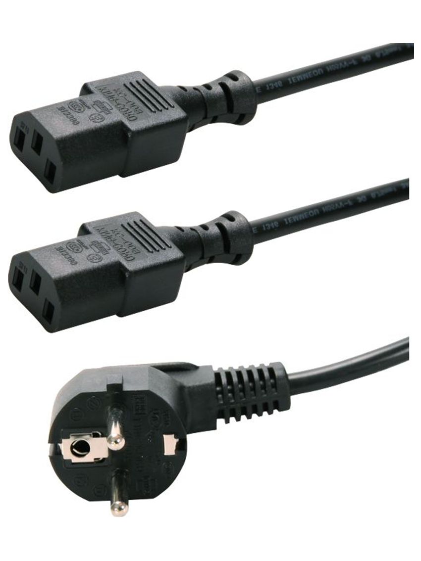 CAB-P009 POWERTECH καλώδιο τροφοδοσίας PC για σύνδεση 2 συσκευών P009, 3pin, 1.5m - Image 1