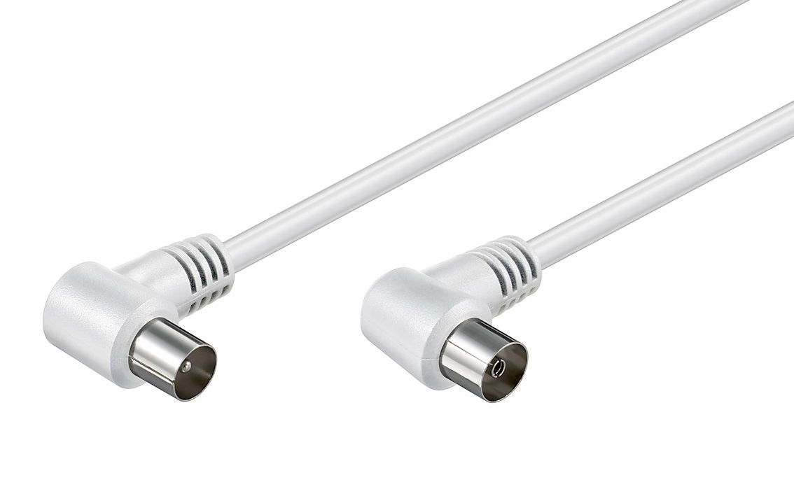 CAB-V024 POWERTECH καλώδιο κεραίας RF αρσενικό - RF θηλυκό CAB-V024, γωνιακό, λευκό, 3m - Image 1