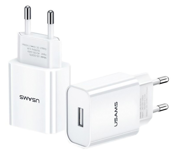 CC075TC01 USAMS φορτιστής τοίχου T18, 1x USB, 2.1A, λευκός - Image 1
