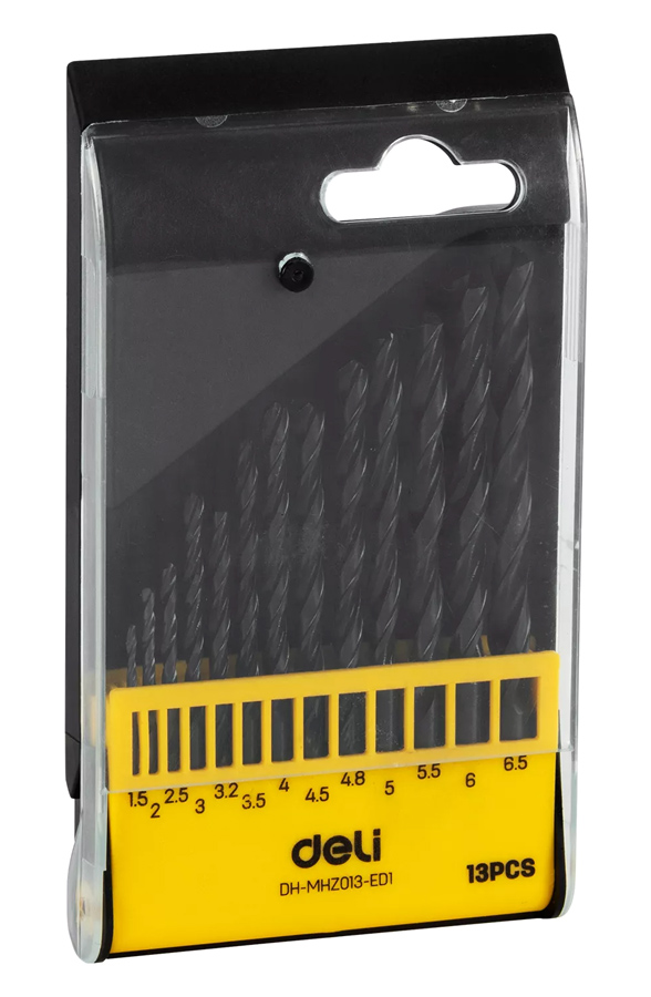DH-MHZ013-ED1 DELI σετ τρυπάνια DH-MHZ013-ED1 για σίδηρο HSS, 1.5-6.5mm DIN 338, 13τμχ - Image 1
