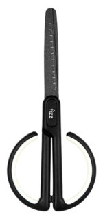 FIZZ ψαλίδι FZ212003-W με χάρακα, μεταλλική λεπίδα, 17cm, μαύρο-λευκό