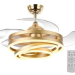 POWERTECH ανεμιστήρας οροφής HLL-0130 με LED φως, 72W, Φ106x50cm, χρυσός