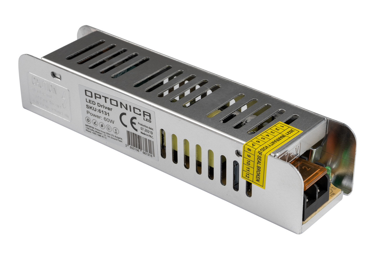 OPT-6131 OPTONICA τροφοδοτικό LED καλωδιοταινίας 6131, 60W, 12V/5A - Image 1