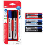 MP μαρκαδόροι & σφουγγάρι ασπροπίνακα PE487-9, 2/3mm μαύρος & μπλε, 2τμχ