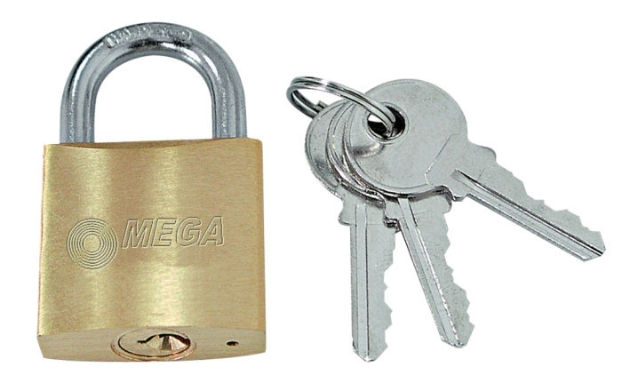 PR-24263 MEGA λουκέτο ασφαλείας 24263, 3x κλειδιά, μεταλλικό, 63mm - Image 1