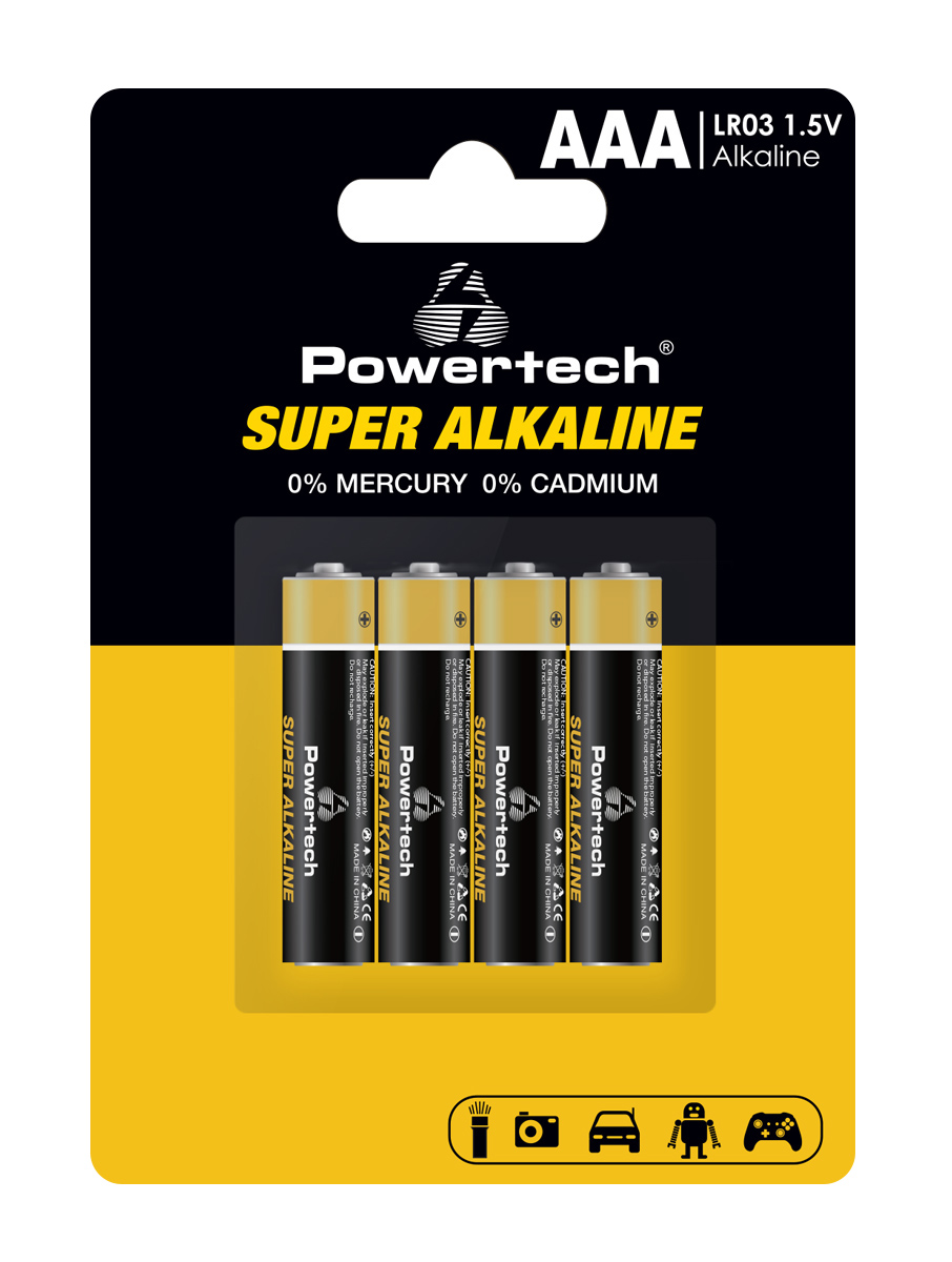 PT-1213 POWERTECH αλκαλικές μπαταρίες Super Alkaline PT-1213, AAA, 1.5V, 4τμχ - Image 1