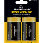 POWERTECH αλκαλικές μπαταρίες Super Alkaline PT-1217, LR20, 1.5V, 2τμχ