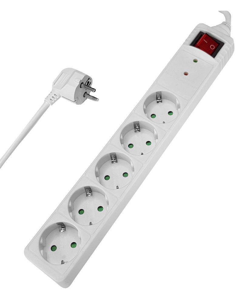 PT-880 POWERTECH πολύπριζο ασφαλείας PT-880, 5x schuko, 16A, 1.5m, λευκό - Image 1