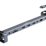 POWERTECH docking station PTR-0152, 10 θυρών, βάση laptop, USB-C, γκρι