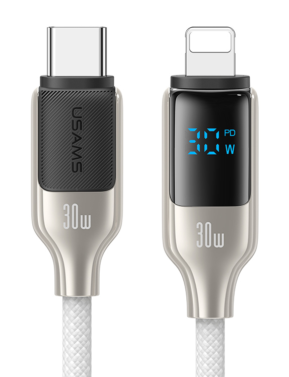 SJ741USB02 USAMS καλώδιο Lightning σε USB-C SJ741, 30W, 480Mbps, 1.2m, λευκό - Image 1