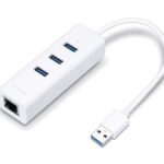 TP-LINK USB Hub UE330 με θύρα δικτύου, 3 θυρών, USB σύνδεση, λευκό