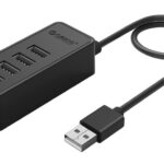 ORICO USB hub W5P-U2, 4x θυρών, USB 2.0, 480Mbps, USB σύνδεση, 1m καλώδιο, μαύρο