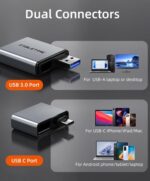 CABLETIME card reader CT-ACCD3-AG για SD & micro SD, USB 3.0, 5Gbps, γκρι - Image 2