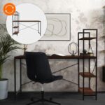 HOME USE γραφείο HUH-0249 με ραφιέρα, 120x60x122cm, καφέ/μαύρο - Image 2