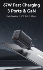 USAMS φορτιστής τοίχου CC265, USB & 2x USB-C, 67W, GaN, μαύρος - Image 2