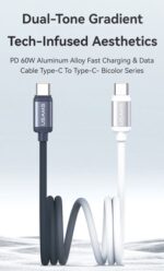USAMS καλώδιο USB-C SJ756, 60W, 480Mbps, 1.2m, μαύρο/λευκό - Image 2