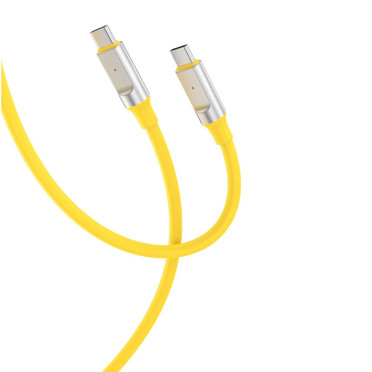 23922 XO NB-Q252B PD 60W TYPE-C ΣΕ TYPE-C LIQUID ΚΑΛΩΔΙΟ ΦΟΡΤΙΣΗΣ ΣΙΛΙΚΟΝΗΣ, ΚΙΤΡΙΝΟ - Image 1