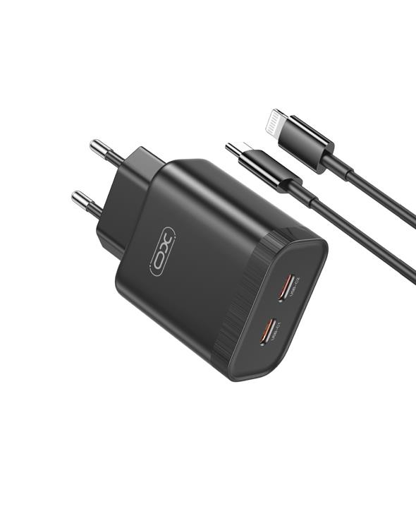 27022 XO L105 ΦΟΡΤΙΣΤΗΣ, 35W, 2 ΘΥΡΕΣ PD, ΜΕ ΚΑΛΩΔΙΟ LIGHTNING, ΜΑΥΡΟΣ (NB-Q189A) - Image 1