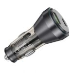HOCO NZ12B ΦΟΡΤΙΣΤΗΣ ΑΥΤΟΚΙΝΗΤΟΥ, UNIMPEDED PD48W + QC 3.0, 2 ΘΥΡΕΣ, ΔΙΑΦΑΝΗΣ ΜΑΥΡΟΣ